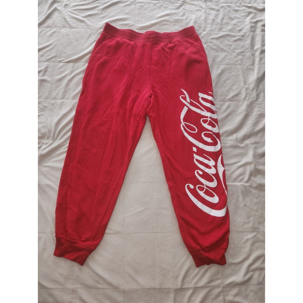 Coca-Cola Red Fleece Sweatpants Joggers Graphic Logo Womens/Juniors Large 11-13